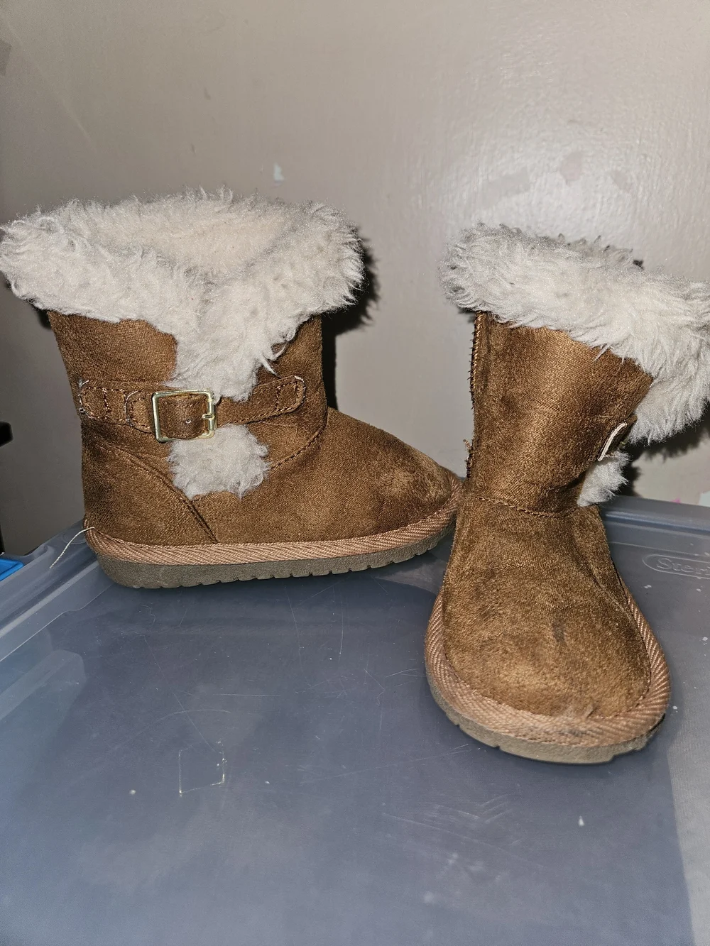 Faux Uggs Toddlet Brown Faux-Suede Faux-Fur Winter Boots